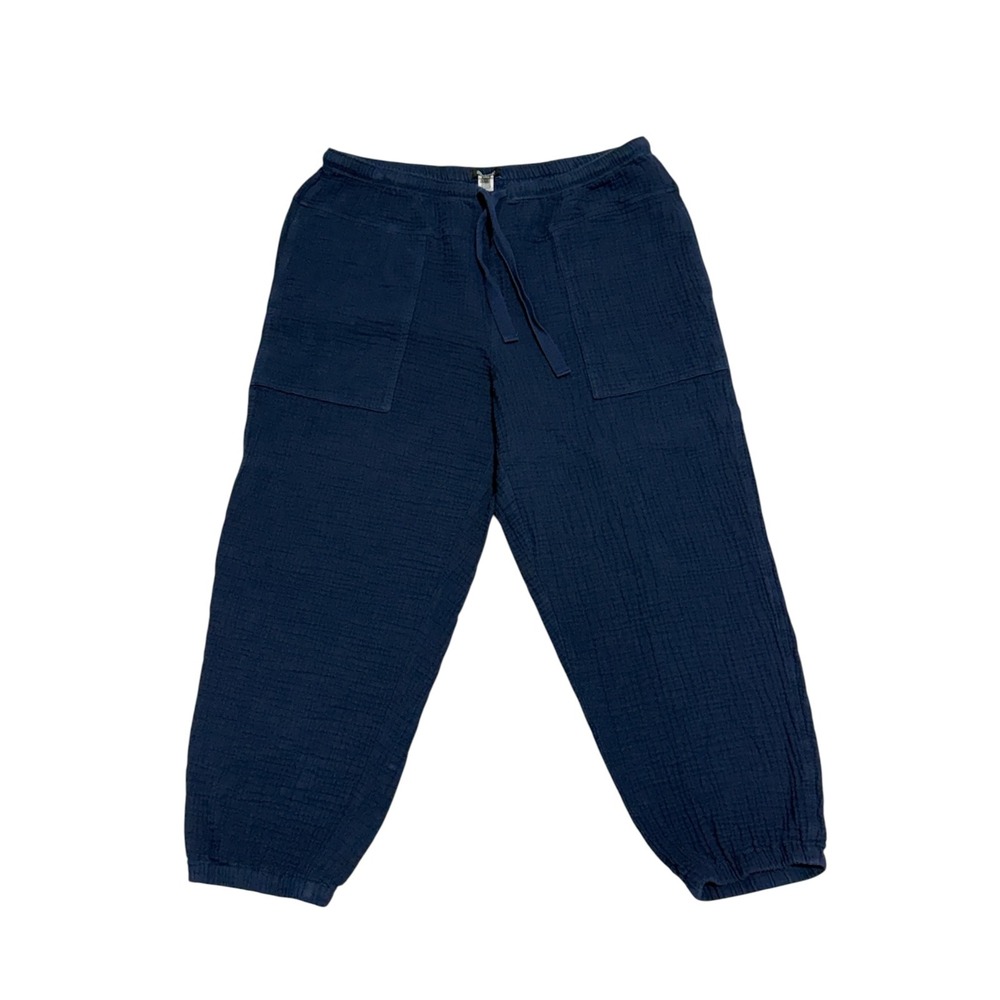 Madewell Lightspun Pull-On Mid-Rise Jogger Pants XL Navy Cotton Gauze  Lounge - Picture 2 of 12